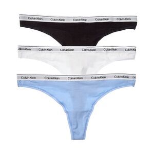 Calvin Klein Womens  3Pk Modern Logo Thong, Black